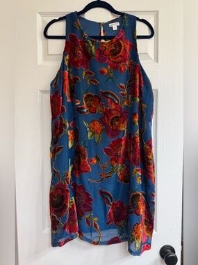 Blue Velvet Floral Shift Dress by Xhilaration XXL